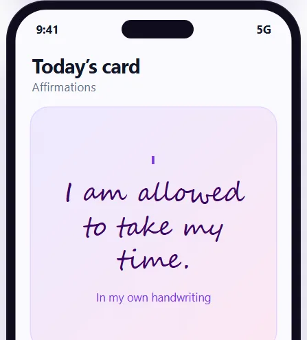 A small example of the Affirmation app screen